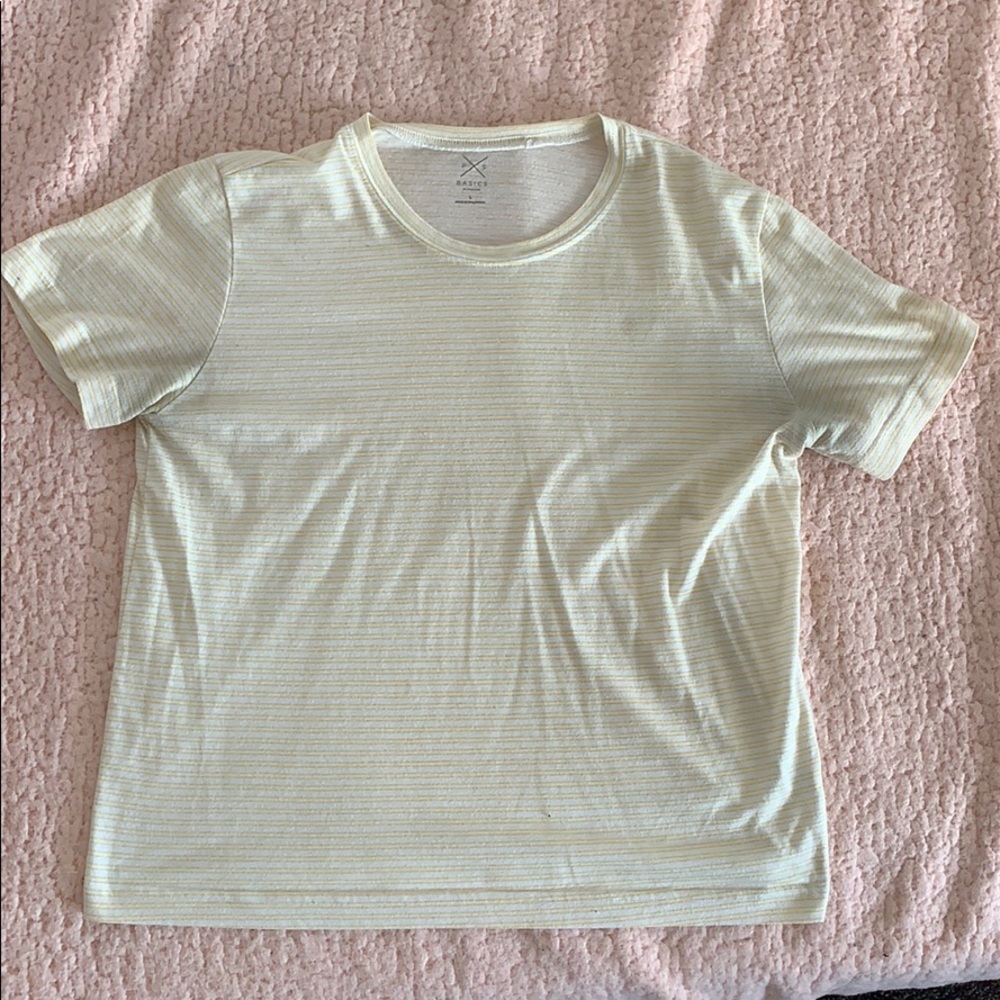 Cropped Yellow and White Striped Shirt